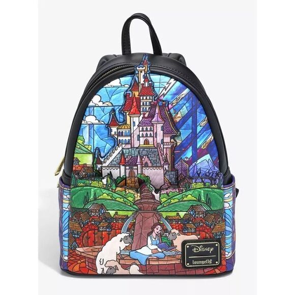 Beauty & Beast Stained Glass Castle Backpack, Wallet & Cardholder Loungefly NWT - Picture 6 of 16